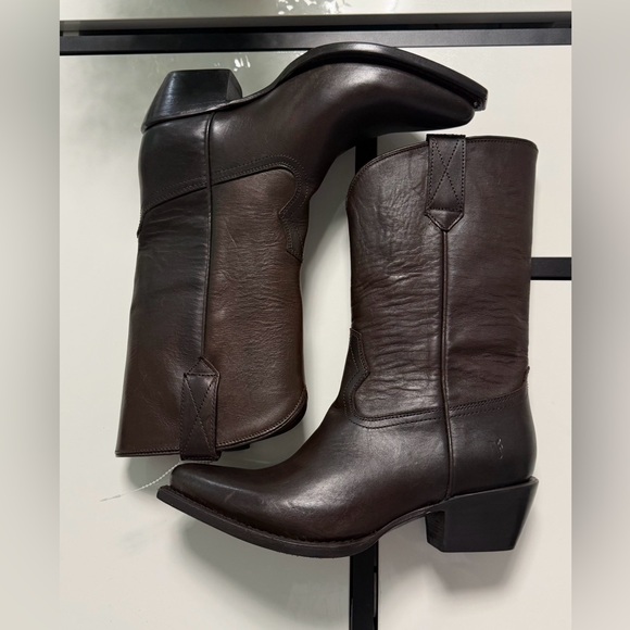 Frye Shoes - Frye Austin Inside Zip Leather Western Boots Chocolate Brown Women's Size 6.5M